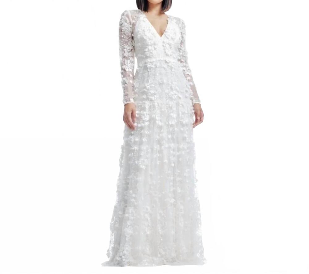 NEW DRESS THE POPULATION women's angelina gown in white